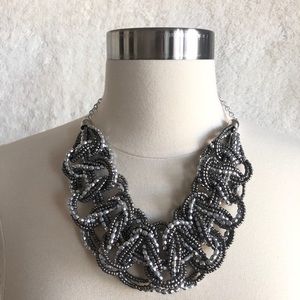 Two Toned Silver Interwoven Statement Necklace